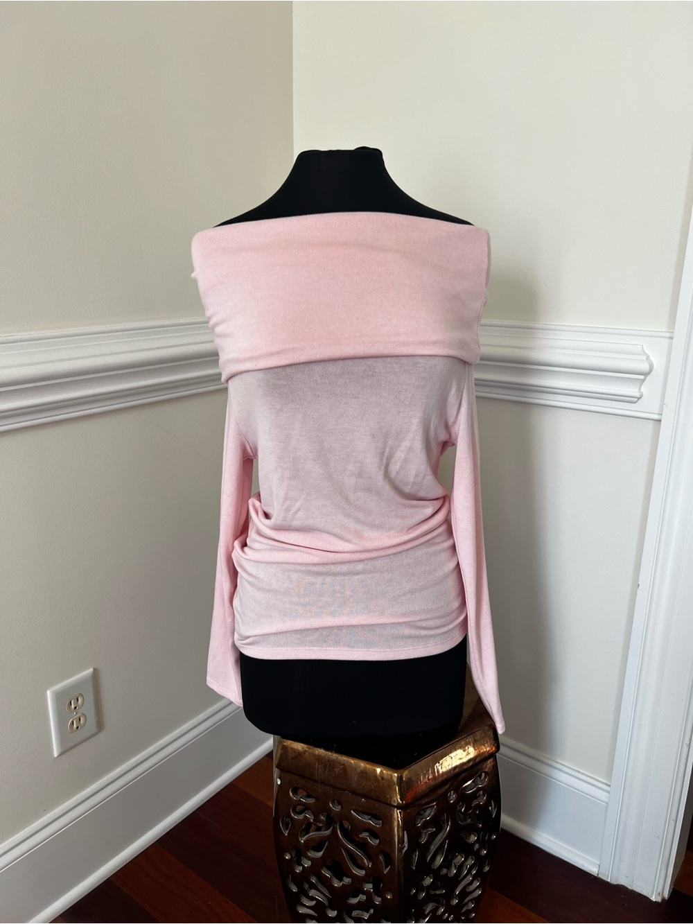 Zara Off-the-Shoulder Pale Pink Women's Sweater